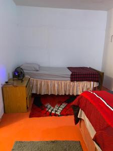 a small bedroom with a bed and a rug at Apartamentovistadelrio2 in Orocovis