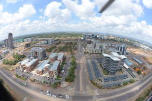an aerial view of a city with buildings and roads at Gaborone 1 bed suburban bliss in Gaborone