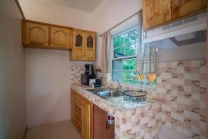 a kitchen with a sink and a window at Eleven30 Luxury Apartment 1B in Negril