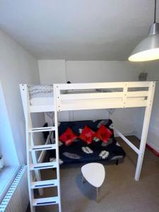 een slaapkamer met 2 stapelbedden en een ladder bij Descamps in Rouen