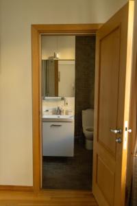 a bathroom with a sink and a toilet at Old City Harmony Apartment in Riga