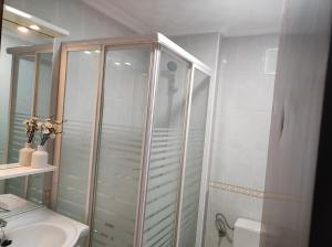 a bathroom with a shower and a sink at Alojamiento El palmeral in Santa Pola