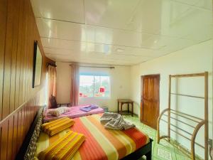 a bedroom with two beds and a window at Lakshan View Resort in Haputale