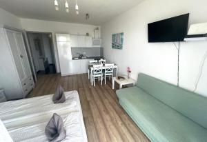 Kuchyň nebo kuchyňský kout v ubytování Club218 Holiday Apartman Siófok