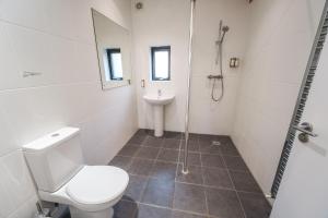 a bathroom with a toilet and a sink at Yorkshire Dales Lodge 4 Family 3 Bed in Richmond