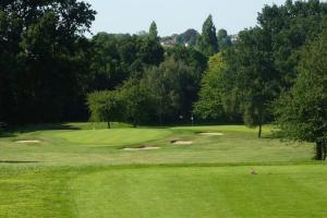 a view of a golf course with a green at Promotion, Half Price 1 Bed Flat By Richmond Park in London