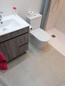 a bathroom with a toilet and a sink at City Center R3 in Nerja