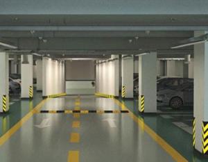 an empty parking garage with cars parked in it at Hanting Hotel Xinyang Railway Station in Xinyang