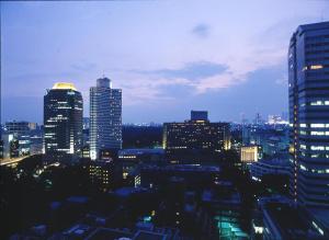 a city skyline at night with tall buildings at Hotel Le Port Kojimachi in Tokyo