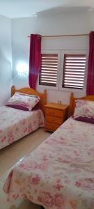 1 Schlafzimmer mit 2 Betten und 2 Fenstern in der Unterkunft Edyro Yumbo apartment in Playa del Ingles
