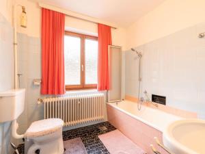 a bathroom with a tub and a toilet and a sink at Spacious holiday home in Niedernsill in Niedernsill