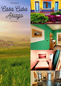 un collage de fotos de un dormitorio y un campo en Casa Cuba Asiago, en Asiago