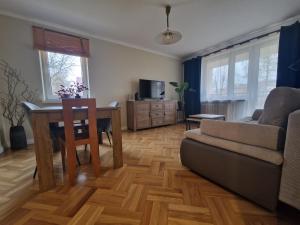 Televízia a/alebo spoločenská miestnosť v ubytovaní Apartament na Błoniach