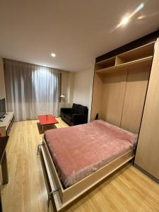 1 dormitorio con 1 cama grande y 1 sofá en Estudio Céntrico A2 en Oviedo