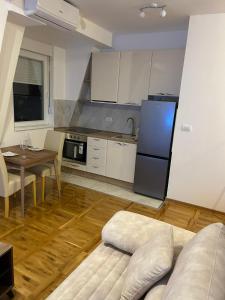 Virtuve vai virtuves zona naktsmītnē Apartman Comfort Beograd