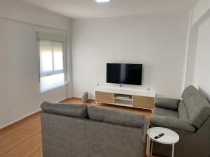 a living room with a couch and a flat screen tv at Exclusivo Apartamento ALZIRA in Alzira