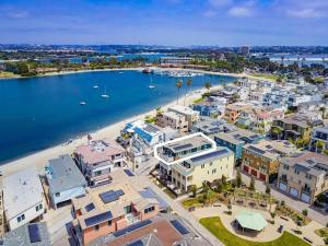 an aerial view of a city with a beach and buildings at Bayside Cove 2 in San Diego