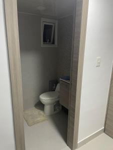 La petite salle de bains est pourvue de toilettes et d'un lavabo. dans l'établissement Punta Cana, à Punta Cana