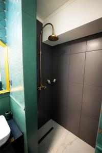 a bathroom with a shower and a sink at Tempus in Bucharest