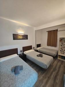 duas camas num quarto com duas camas sidx sidx em Apartamentos Turia em Valência