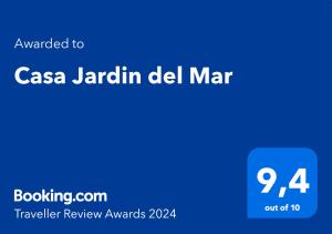 Majutusasutuses Casa Jardin del Mar olev sertifikaat, autasu, silt või muu dokument