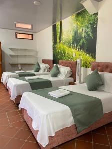 eine Gruppe von 4 Betten in einem Zimmer in der Unterkunft HOTEL BOUTIQUE SIMACOTA in Simacota