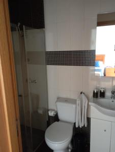 La salle de bains est pourvue de toilettes, d'une douche et d'un lavabo. dans l'établissement Tomás Barqueiro, à Folgosa