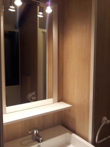 a bathroom with a sink and a mirror at CAMPING-BUNGALOWS-CABAÑAS LA VERA in Jarandilla de la Vera