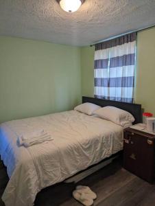 um quarto com uma cama e uma janela em The home of peace em Brantford