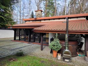 a house with a building with a stove at Leśne Zacisze in Głogów Małopolski +43 photos