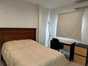 Un dormitorio con una cama, un escritorio y una lámpara. en Champa Duplex Premium, en San Rafael
