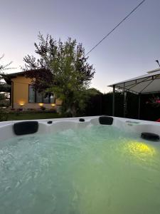 a bath tub filled with water in a yard at B&B Dimora delle Ninfee in Pollutri