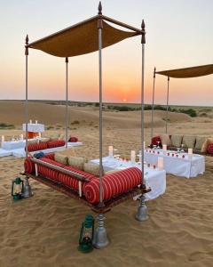 a set up for a wedding in the desert at Desert Life safari camp in Sām