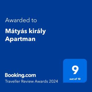 Certifikát, ocenenie alebo iný dokument vystavený v ubytovaní Balatonalmádi, Mátyás király Nyaraló