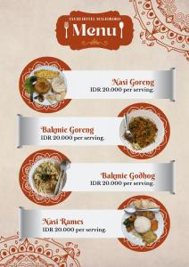 a flyer for a nepalese restaurant with plates of food at Ayuri Hotel Malioboro in Sentool