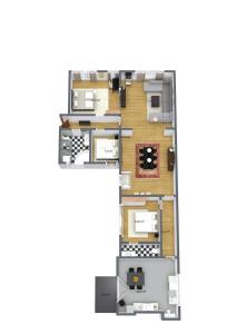 une photo d'un plan d'étage d'une maison dans l'établissement Large & Bright 3BR Flat w Whirlpool Near Metro, à Copenhague