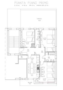 a plan of the plan of a house at Appartamento 3 letti con cucina e parcheggio privato gratuito in Candela