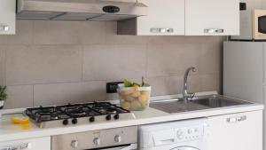 a kitchen with a stove and a sink at La Casa Sul Mare in Cala Liberotto