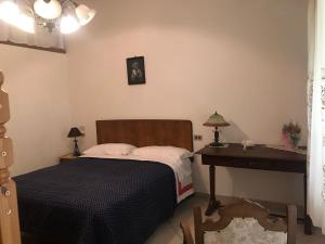 een slaapkamer met een bed, een bureau en een tafel bij Residence Amici del Sorriso in Villa Celiera