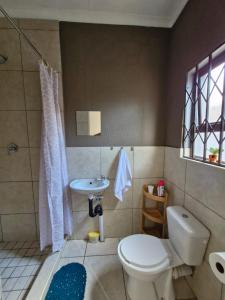 a bathroom with a toilet and a sink at Botle Hive in Kempton Park