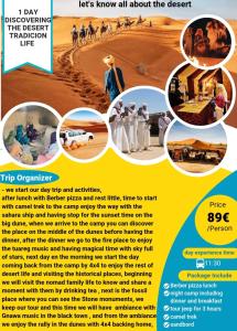 a flyer for a tourism company in the desert at Casa Mona in Merzouga