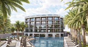 een afbeelding van een gebouw met een zwembad en palmbomen bij Star Boutique Hotel in Antalya