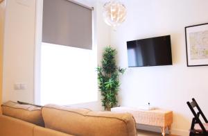 a living room with a couch and a flat screen tv at Apartamento Marques de Zafra - Ventas in Madrid