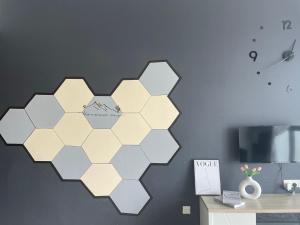 a room with a hexagonal wall art on a wall at MidValley SouthKey Mosaic Tower B in Johor Bahru