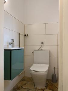 ein Bad mit einem WC und einem Waschbecken in der Unterkunft The Green Park Nest Frankfurt in Friedrichsdorf