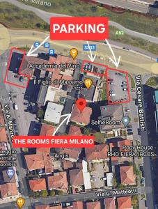 um mapa do parque de estacionamento na vila de Rams herena em The Rooms - Rho-Fiera Milano em Pero