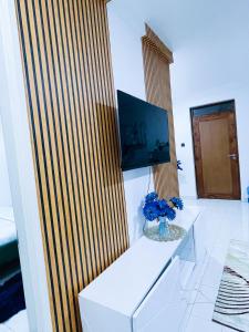 TV a/nebo společenská místnost v ubytování Classy two bedroom Airbnb with swimming pool