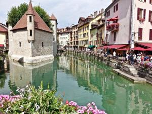 アヌシーにあるAppartement Annecy, 1 pièce, 2 personnes - FR-1-432-44の建物や花の流れる川