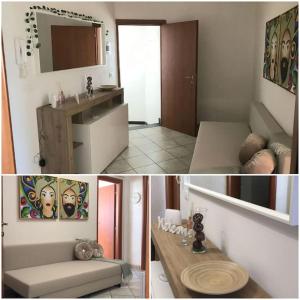 two pictures of a kitchen and a living room at Casa Sicilia Bedda in Aci SantʼAntonio +15 photos