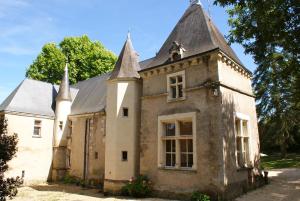 un edificio antiguo con torretas y techo en Manoir de la Touche, en Azay-le-Rideau